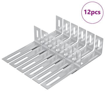 Vidaxl Protitip nosilec 12 szt. srebrna 74,5 x 15 x 32 mm elezo