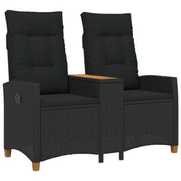 Vidaxl Zložljiva klop s tabelo Črna 126 x 65 x 112 cm poli ratan