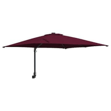 Vidaxl Vrtni dežnik z LED lučmi Bordeaux rdeča 248,5 x 247,5 x 160 cm
