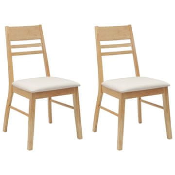 Vidaxl Jedilni stoli 2 kos Masivno gumovo les Naravna 43 x 54 x 89 cm