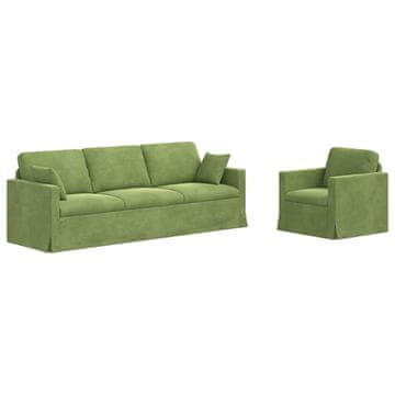 Vidaxl Kavčna garnitura 2 szt. Svetlo zelena 228 x 78 x 80 cm Žamet