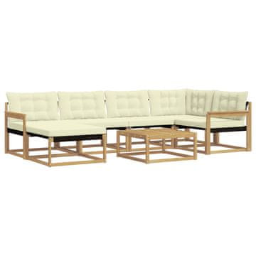 Vidaxl Zunanja garnitura za sedenje 7 szt. Bela in krem 79 x 79 x 37 cm