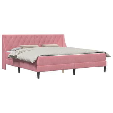 Vidaxl Posteljni okvir z vzmetnico z vzmetnico Roza 200 x 200 cm Žamet