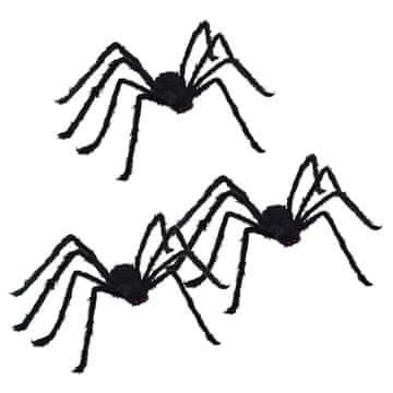 Vidaxl Halloween Pajek Dekoracija 3 szt. Črna 150 cm Poliester in jeklo