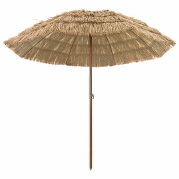 Vidaxl Plažni dežnik 255 x 255 x 255 cm Poliester in jeklo Naravna