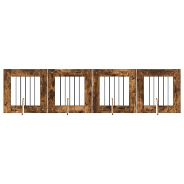 Vidaxl Vrata za pse z stojali 4 szt. Dimljen hrast 60 x 60 cm