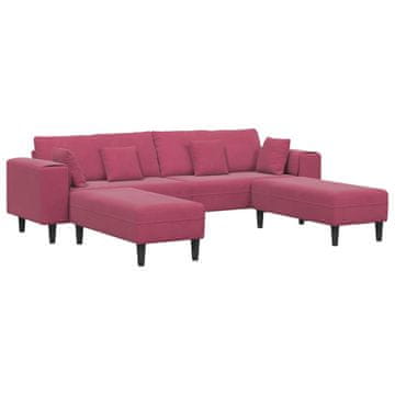 Vidaxl Kavč 3 szt. Vinorodna rdeča 250 x 188 x 76 cm Žamet