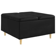 Vidaxl Ottoman s shranjevanjem Črna 80 x 80 x 45 cm Umetna koža