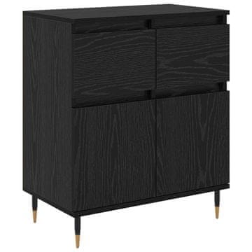 Vidaxl Strani šal s predalom Črna Orehovina 60 x 35 x 70 cm