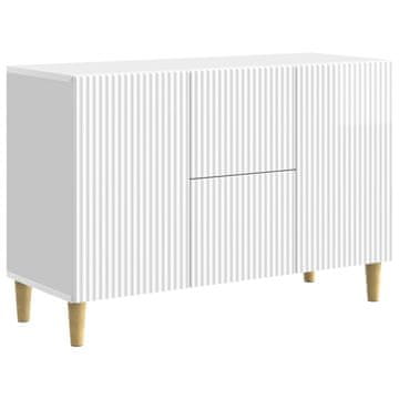Vidaxl Strani šal Bela visok sijaj 89 x 34,5 x 60 cm Inženirski les