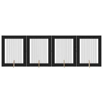 Vidaxl Vrata za pse z stojali 4 szt. Črni hrast 80 x 100 cm