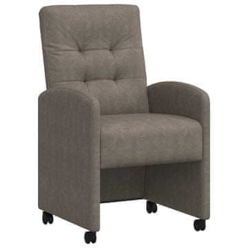 Vidaxl Jedilni stoli s kolesi 2 szt. Siva 58 x 67 x 97 cm Umetna koža
