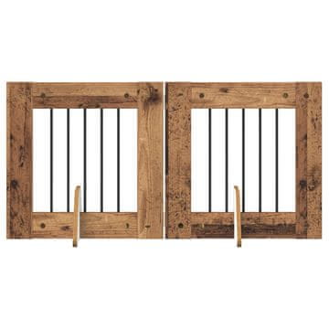 Vidaxl Vrata za pse z stojali 2 szt. Star les 60 x 60 cm Inženirski les
