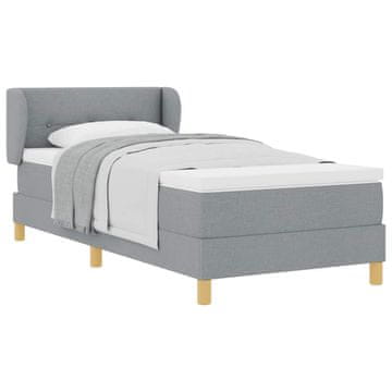 Vidaxl Postelja z vzmetnico z vzglavjem Svetlo siva 90 x 190 cm blago