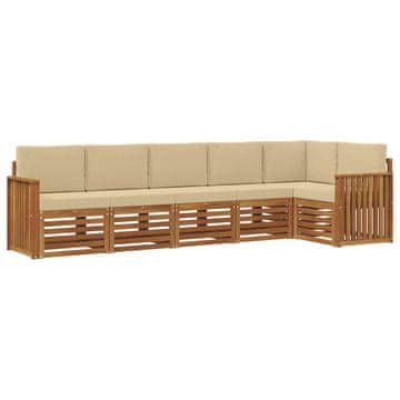 Vidaxl Kotna sedežna garnitura z blazino 6 szt. Naravna in bež