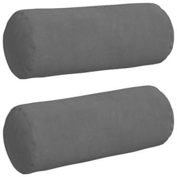 Vidaxl Blazine 2 szt. Temno siva Ø 15 x 40 cm Mikrofiber tkanina