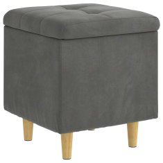 Vidaxl Ottoman s shranjevanjem Temno siva 40 x 40 x 45 cm Žamet