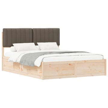 Vidaxl Posteljni okvir z oblazinjenim vzglavjem Taupe 160 x 200 cm