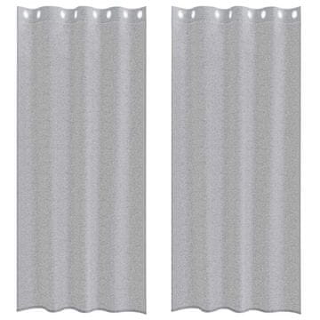 Vidaxl Voile zavesa z zavesami 2 szt. Temno siva 225 x 140 cm Poliester