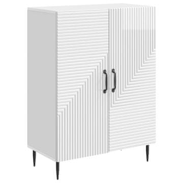 Vidaxl Strani šal Bela visok sijaj 66 x 34,5 x 89,5 cm Inženirski les