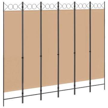 Vidaxl 6-Panelski Pregradni Stojalo Bež 240 x 200 cm Blago