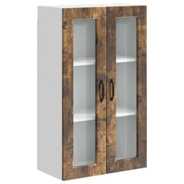 Vidaxl Stenski stekleni omarica PORTO Dimljeni oreh 60 x 31 x 100 cm