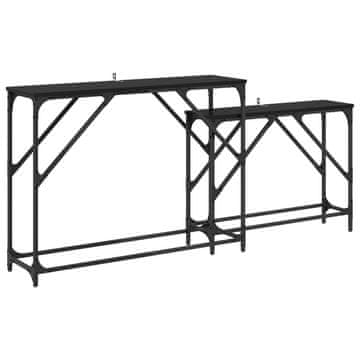 Vidaxl Konzolna miza 2 szt. Črna Orehovina 100 x 28 x 75 cm