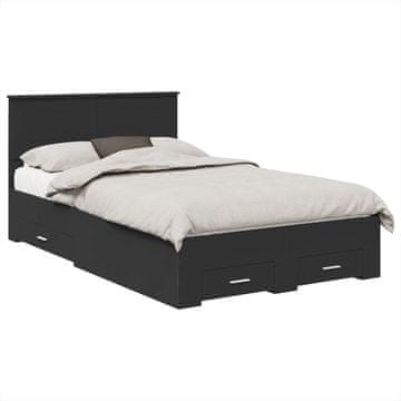 Vidaxl Konstrukcija postelje Črna 135 x 190 cm Konstruiran les