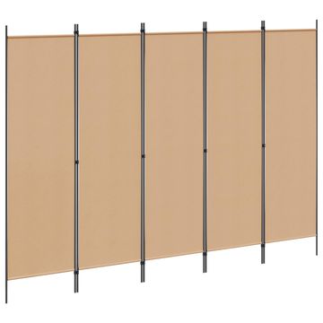 Vidaxl 5-panelni pregradni zid Bež 250 x 180 cm Blago