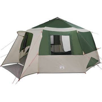 Vidaxl Šotor za 12 oseb s streho Zelena in Siva 500 x 500 x 294 cm