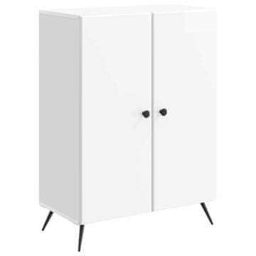 Vidaxl Strani šal Bela visok sijaj 66 x 34,5 x 90 cm Inženirski les