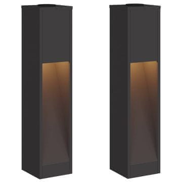 Vidaxl Sončna LED svetilka za pot 2 szt. Črna Medenina