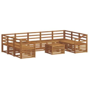 Vidaxl Sedežne garniture 10 szt. Naravna Masiven les akacije