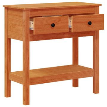 Vidaxl Konzolna miza Voskast rjav 75 x 35 x 75 cm Trdna borova les