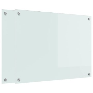 Vidaxl Kuhinjski panel 2 szt. Bela 80 x 60 cm kaljeno steklo