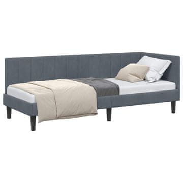 Vidaxl Kotna postelja z vzglavjem Temno siva 80 cm x 200 cm Žamet
