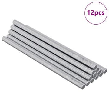 Vidaxl Navojna palica 12 szt. srebrna 6 x 120 mm Jeklo