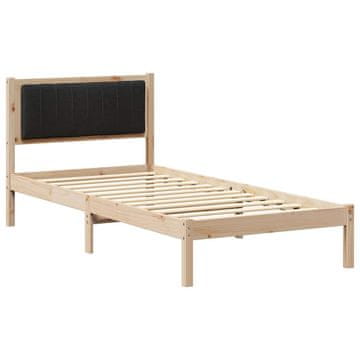 Vidaxl Posteljni okvir z oblazinjenim vzglavjem Črna 90 x 190 cm