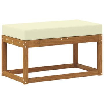 Vidaxl Zunanja klop z blazino Naravna in smetana 79 x 43 x 37 cm
