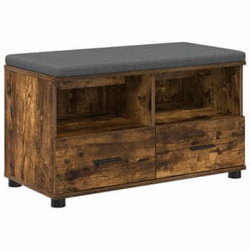 Vidaxl Haldna klop z blazino s predalom Dimljeni Hrast 80 x 38 x 46 cm