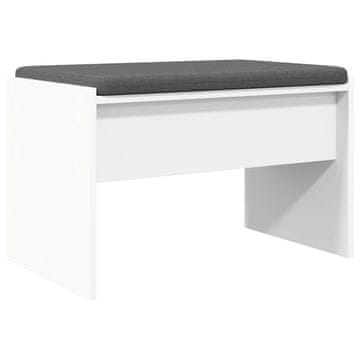 Vidaxl Haldna klop z blazino Bela 63 x 38 x 40 cm