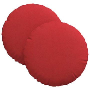 Vidaxl Sedežne blazine 2 kos Blago Rdeča Premer 30 x 13 cm