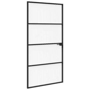 Vidaxl Vhodna vrata 102 x 201,5 x 3,5 cm Aluminij in kaljeno steklo