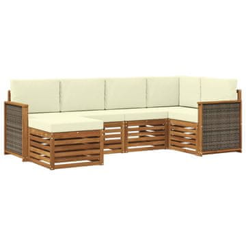 Vidaxl Kotna sedežna garnitura z blazino 5 pcs