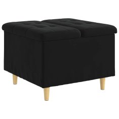 Vidaxl Ottoman s shranjevanjem Črna 60 x 60 x 45 cm Žamet