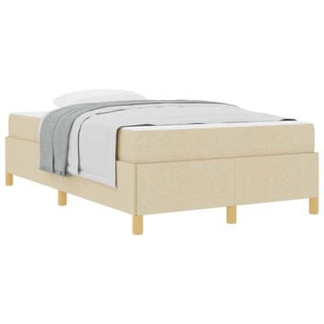 Vidaxl Konstrukcija postelje z vzmetnico krema 120 x 190 cm blago