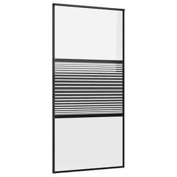 Vidaxl Steklena vrata Črtasto Črna 102,5 x 2 x 205 cm Aluminij