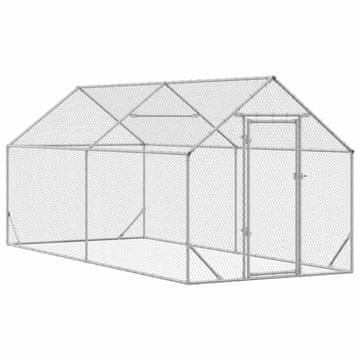 Vidaxl Kletka za piščance srebrna 400 x 170 x 177 cm Cinkana jeklena