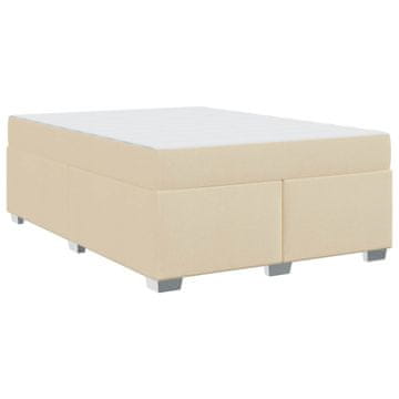 Vidaxl Konstrukcija postelje z vzmetnico krema 160 x 200 cm blago