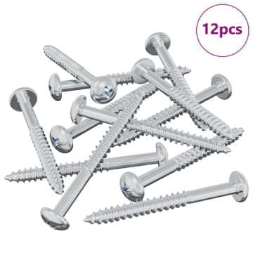 Vidaxl Lesen vijak 12 szt. srebrna 9,8 x 53 mm Jeklo